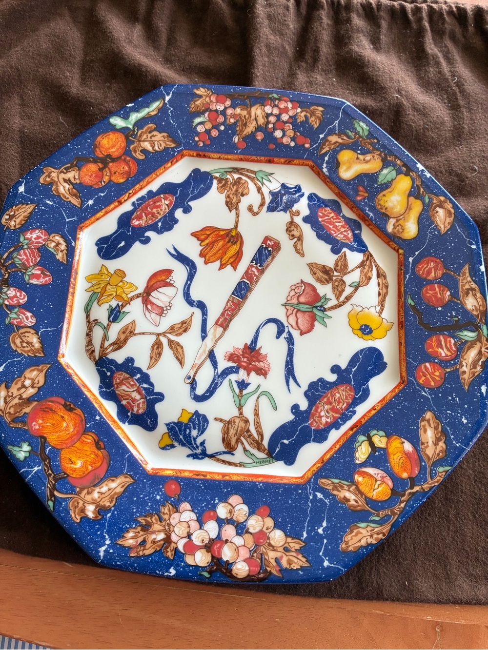 Hermès Blue on White Porcelaine Marqueterie Stamp